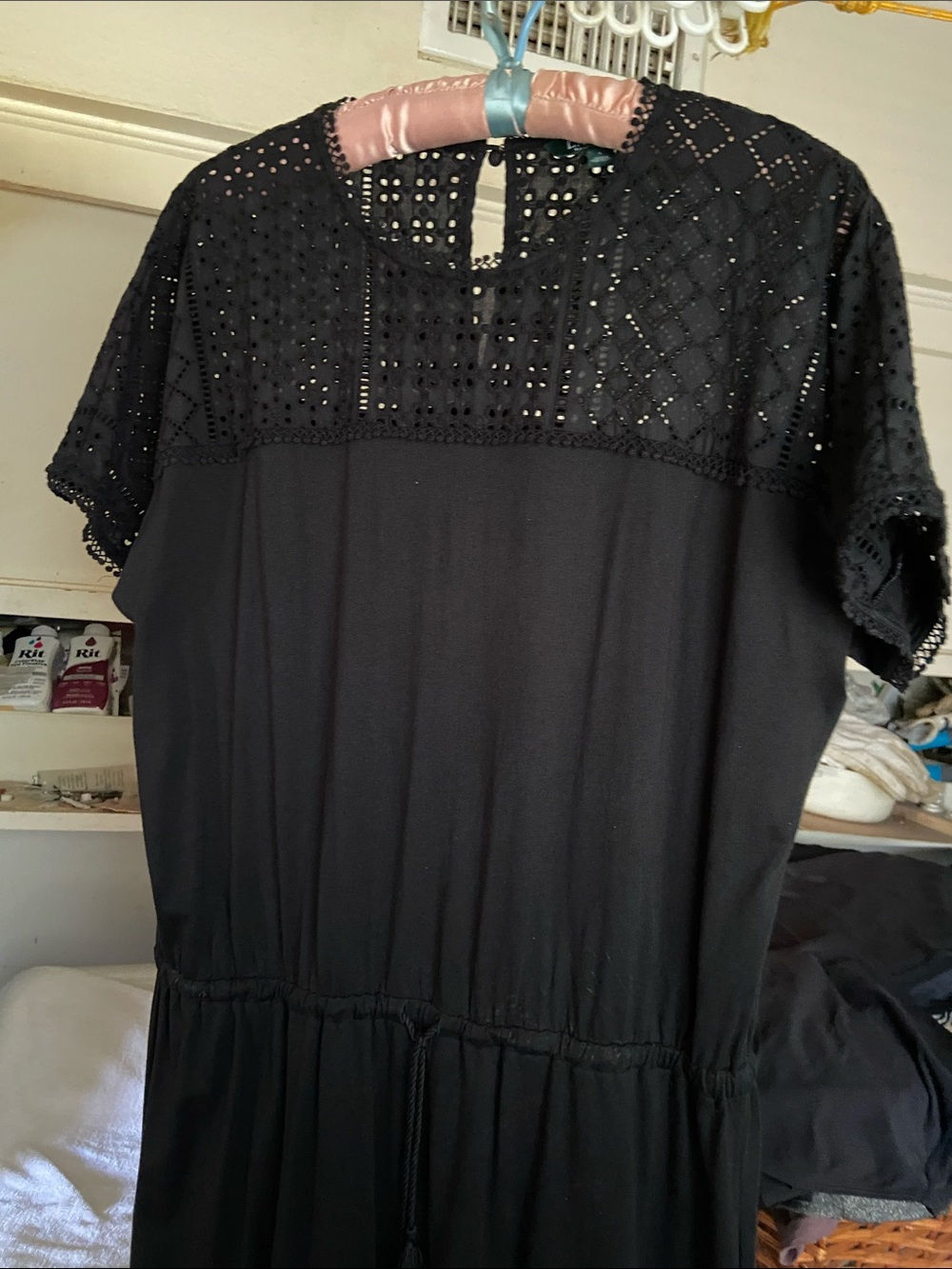 Ralph Lauren Black Eyelet Yoke Midi Dress